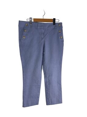 LOFT Marisa Blue Pinstripe Sailor Button Cropped Pants Size 4P